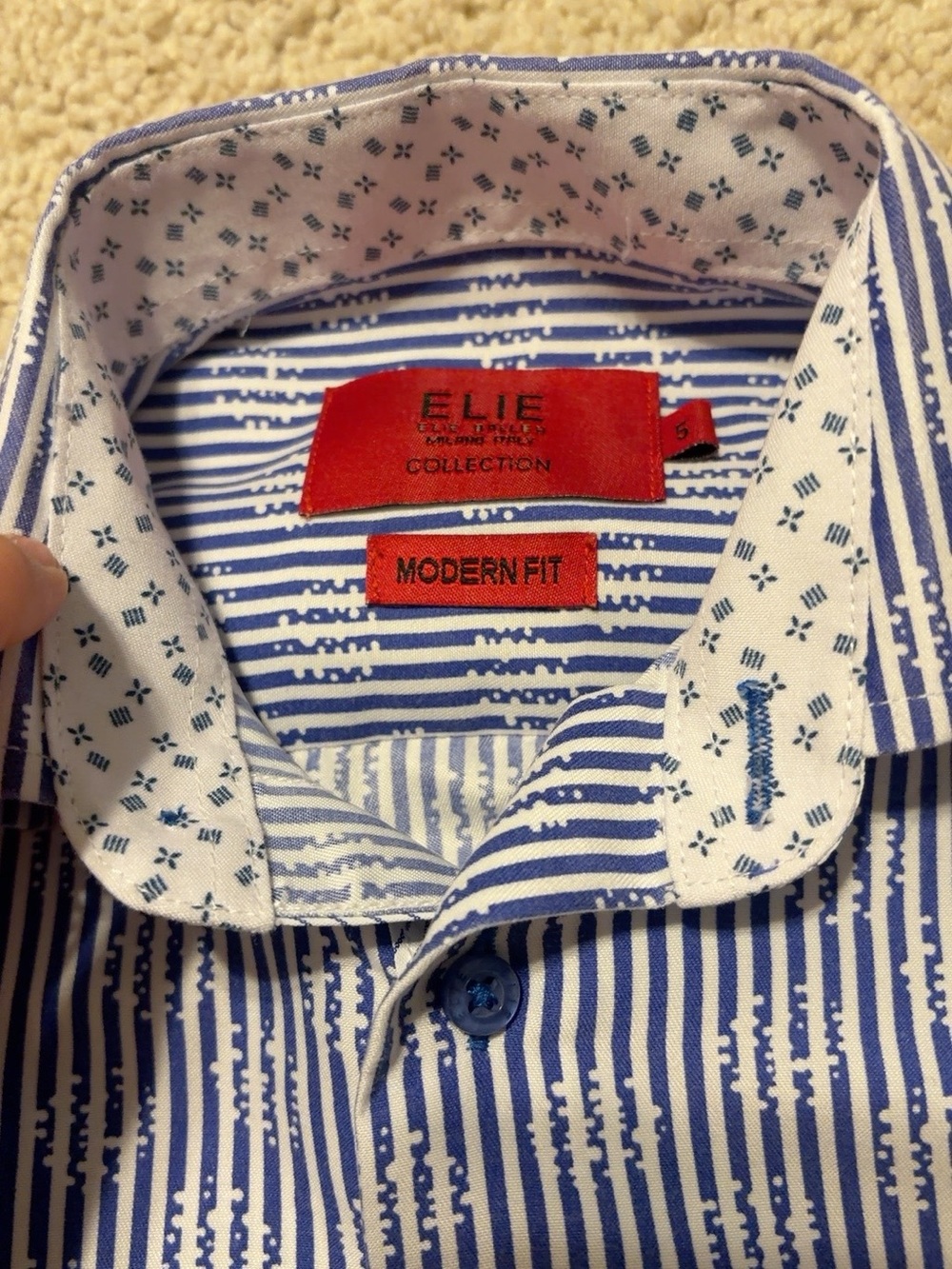 Modern Fit Blue Striped Boy's Shirt